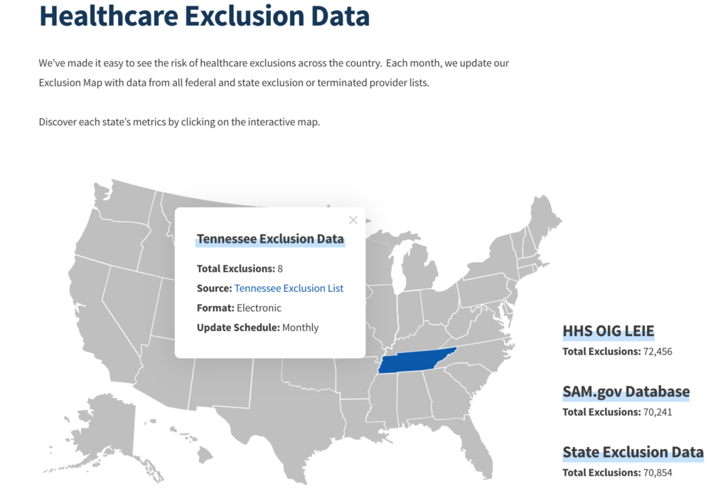 ProviderTrust Healthcare State Exclusion Map