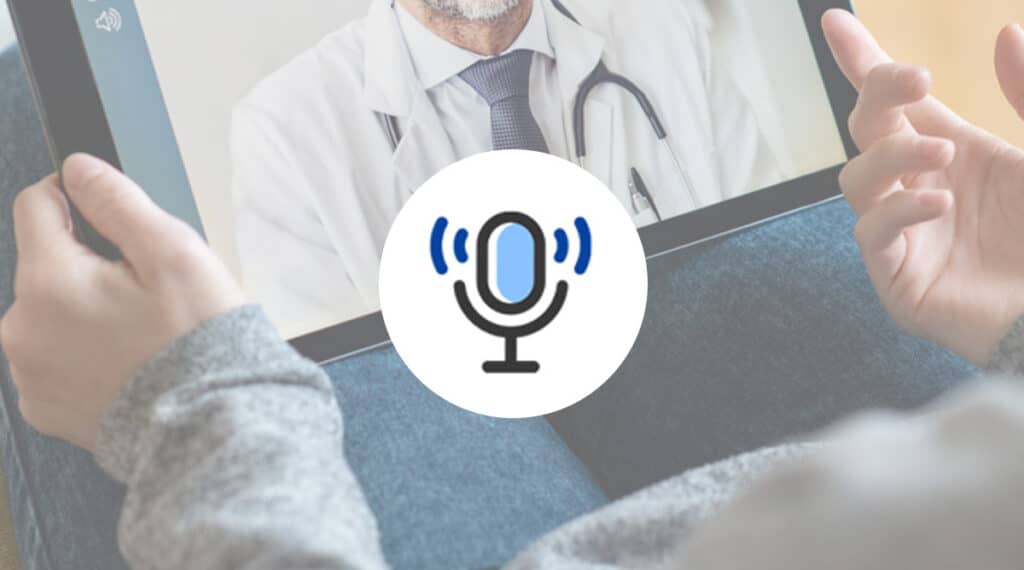 doctor on screen with podcast icon