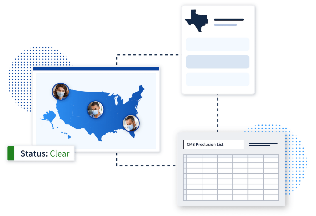 Illustrations of multiple charts including a map of the US and a report with Texas